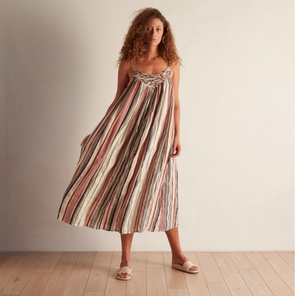 The Odells Dresses & Skirts - The Odells Vertical Stripe Lattice Yoke Dress Medium
